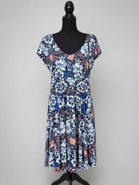 Anthropologie Floral Patterned, Easy Care Knit Dress Size Large